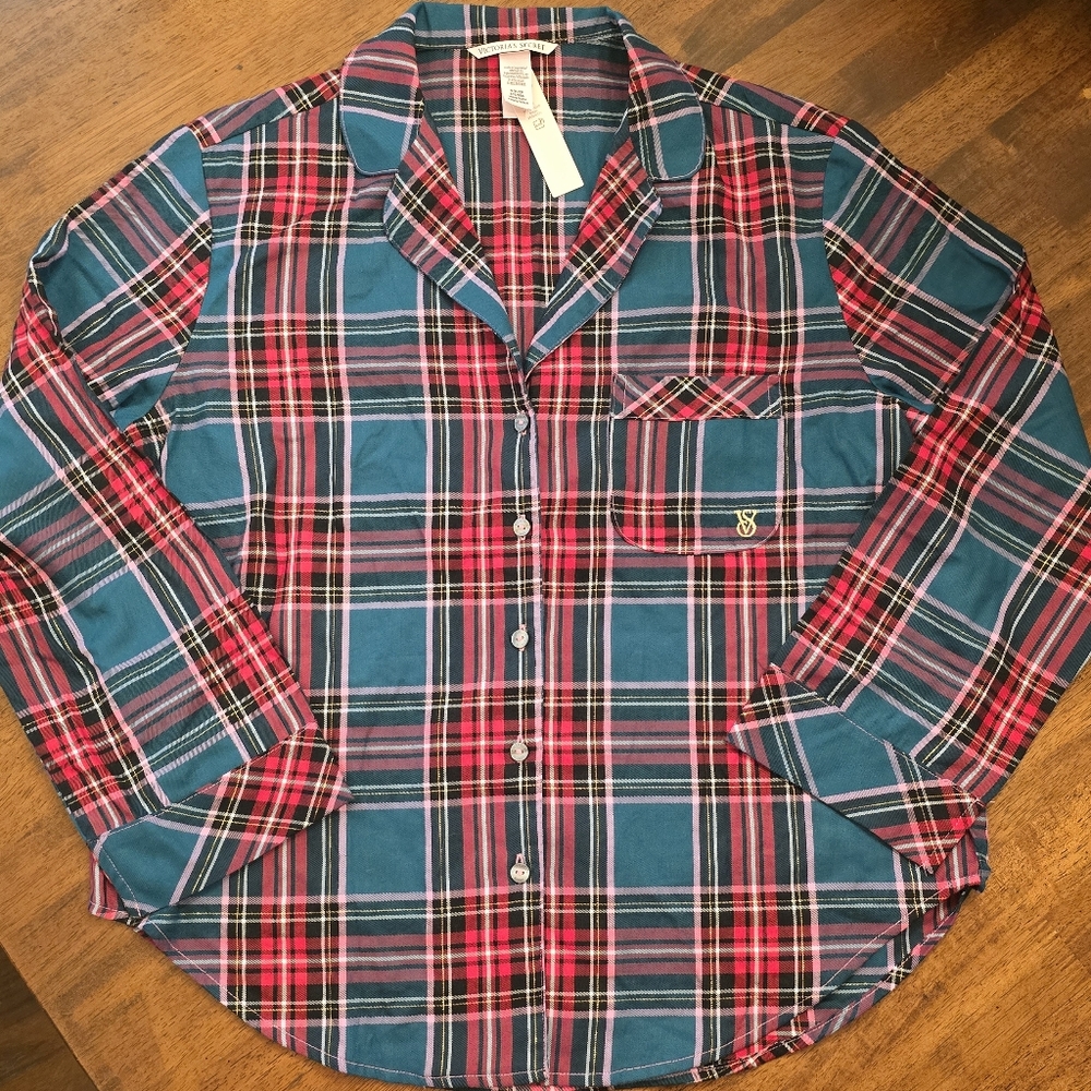 Victoria's Secret Plaid Button-Up Pajama Shirt
